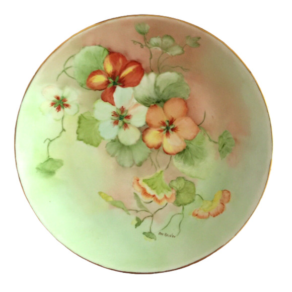 Vintage HOLIDAY CHINA Germany Plate 10" Hand Painted Flowers Signed by Artist - Picture 8 of 8